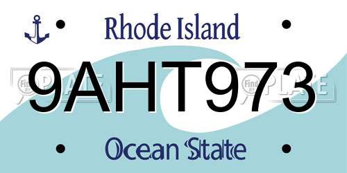 9AHT973 Rhode Island License Plate