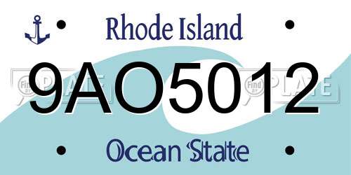 9AO5012 Rhode Island License Plate