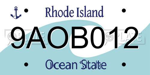 9AOB012 Rhode Island License Plate