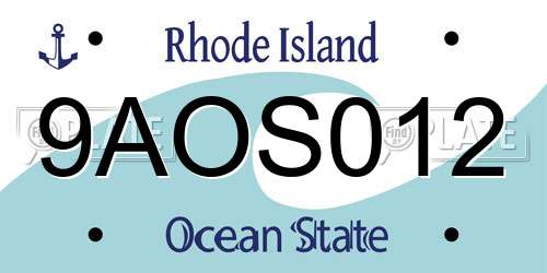 9AOS012 Rhode Island License Plate
