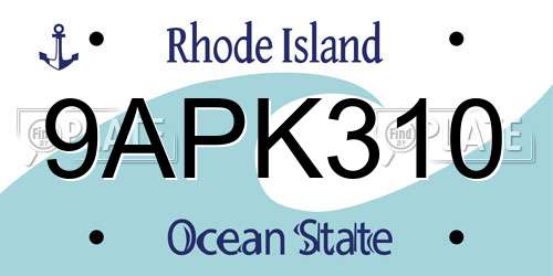 9APK310 Rhode Island License Plate
