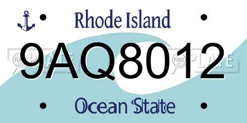 9AQ8012 Rhode Island License Plate