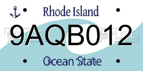 9AQB012 Rhode Island License Plate