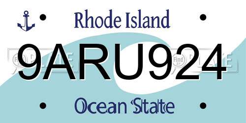 9ARU924 Rhode Island License Plate