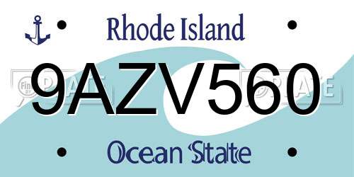 9AZV560 Rhode Island License Plate