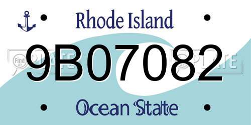 9B07082 Rhode Island License Plate