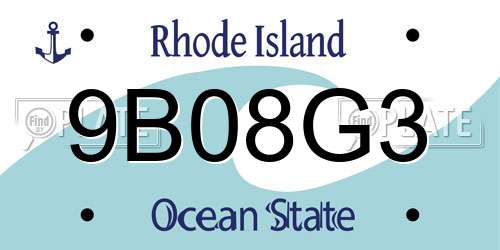 9B08G3 Rhode Island License Plate