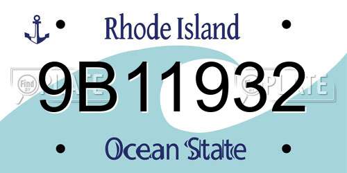 9B11932 Rhode Island License Plate