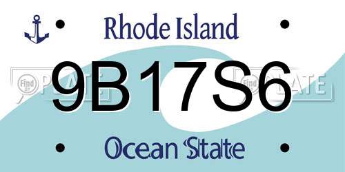 9B17S6 Rhode Island License Plate