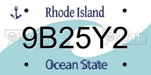 9B25Y2 Rhode Island License Plate