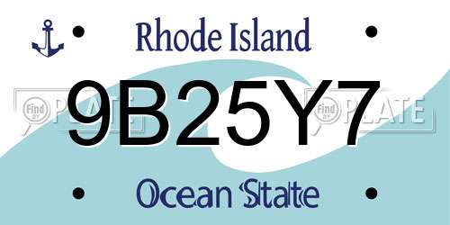 9B25Y7 Rhode Island License Plate