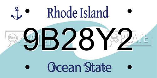 9B28Y2 Rhode Island License Plate