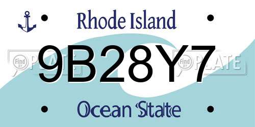 9B28Y7 Rhode Island License Plate