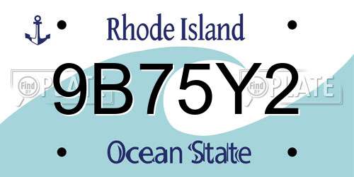 9B75Y2 Rhode Island License Plate
