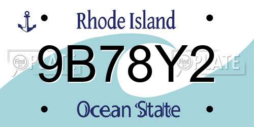 9B78Y2 Rhode Island License Plate
