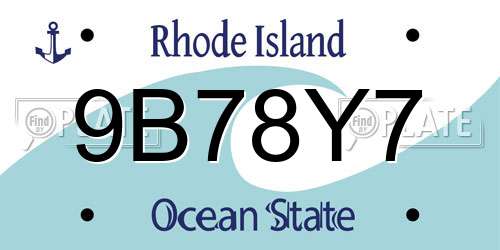 9B78Y7 Rhode Island License Plate
