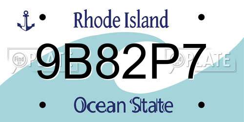 9B82P7 Rhode Island License Plate