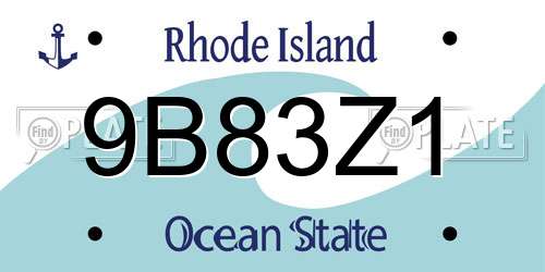 9B83Z1 Rhode Island License Plate