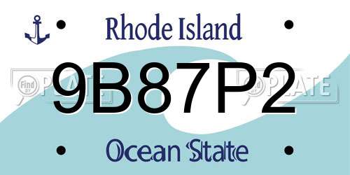 9B87P2 Rhode Island License Plate