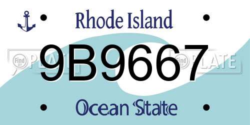 9B9667 Rhode Island License Plate