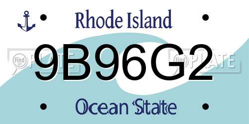 9B96G2 Rhode Island License Plate