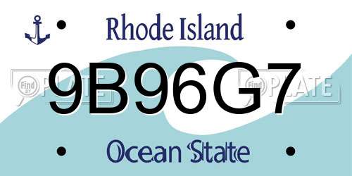 9B96G7 Rhode Island License Plate