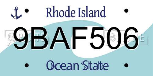 9BAF506 Rhode Island License Plate