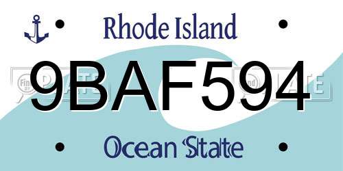 9BAF594 Rhode Island License Plate