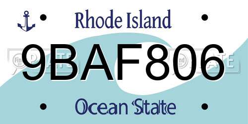 9BAF806 Rhode Island License Plate
