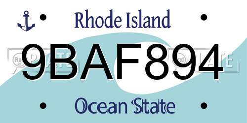 9BAF894 Rhode Island License Plate