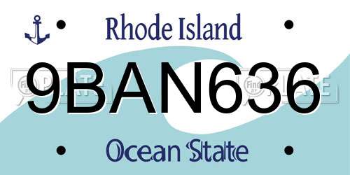 9BAN636 Rhode Island License Plate