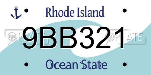 9BB321 Rhode Island License Plate