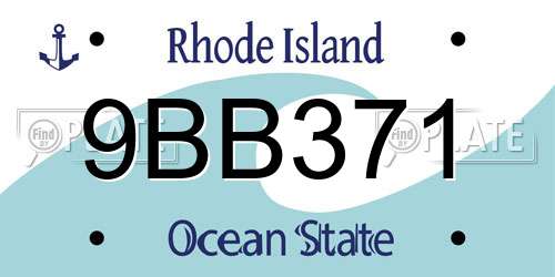 9BB371 Rhode Island License Plate
