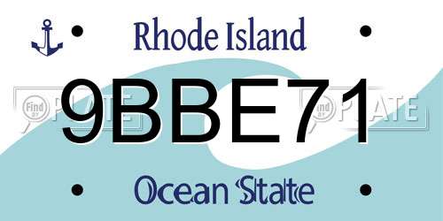 9BBE71 Rhode Island License Plate