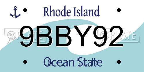 9BBY92 Rhode Island License Plate