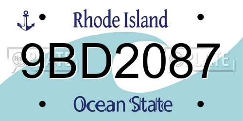 9BD2087 Rhode Island License Plate