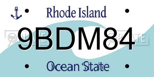 9BDM84 Rhode Island License Plate