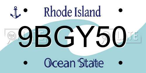 9BGY50 Rhode Island License Plate