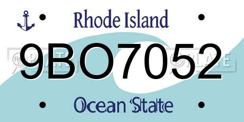 9BO7052 Rhode Island License Plate