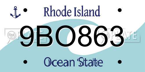9BO863 Rhode Island License Plate
