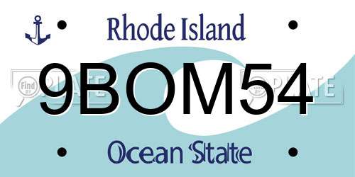 9BOM54 Rhode Island License Plate