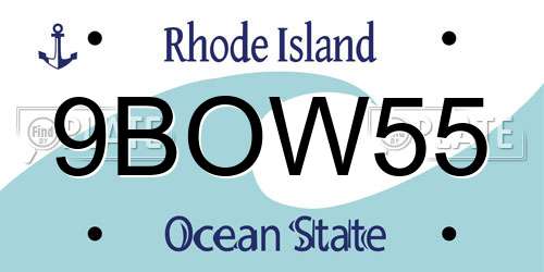 9BOW55 Rhode Island License Plate