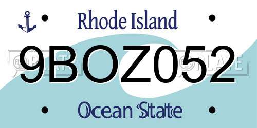 9BOZ052 Rhode Island License Plate