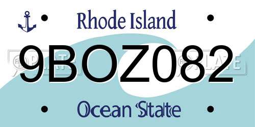 9BOZ082 Rhode Island License Plate