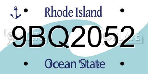9BQ2052 Rhode Island License Plate
