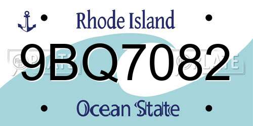 9BQ7082 Rhode Island License Plate