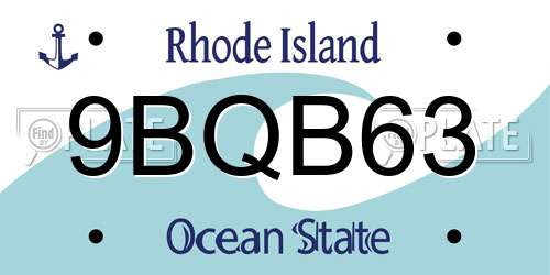 9BQB63 Rhode Island License Plate