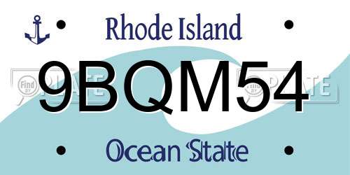 9BQM54 Rhode Island License Plate