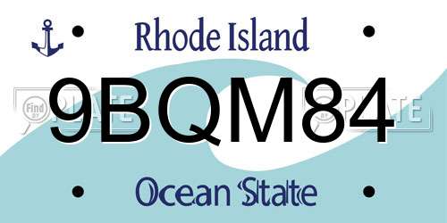 9BQM84 Rhode Island License Plate