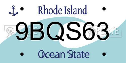 9BQS63 Rhode Island License Plate